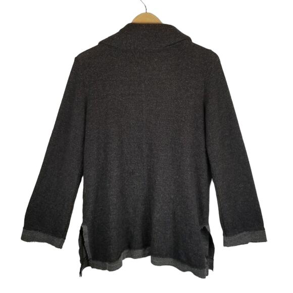 Maeve by Anthropologie Risa Hacci Charcoal Gray Cowl Neck Sweater Size M Medium - Picture 2 of 5
